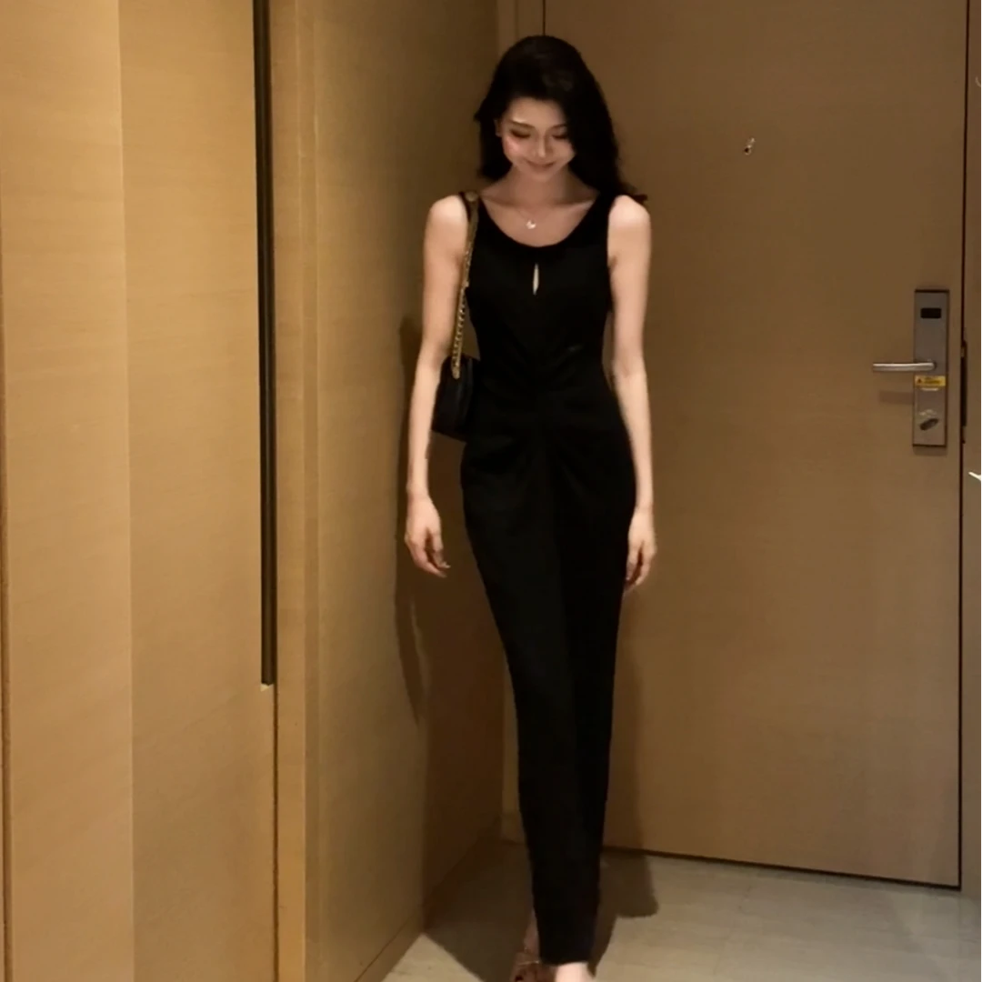 【微霜凝落】时尚气质设计感镂空褶皱修身显瘦女装连衣裙6120款