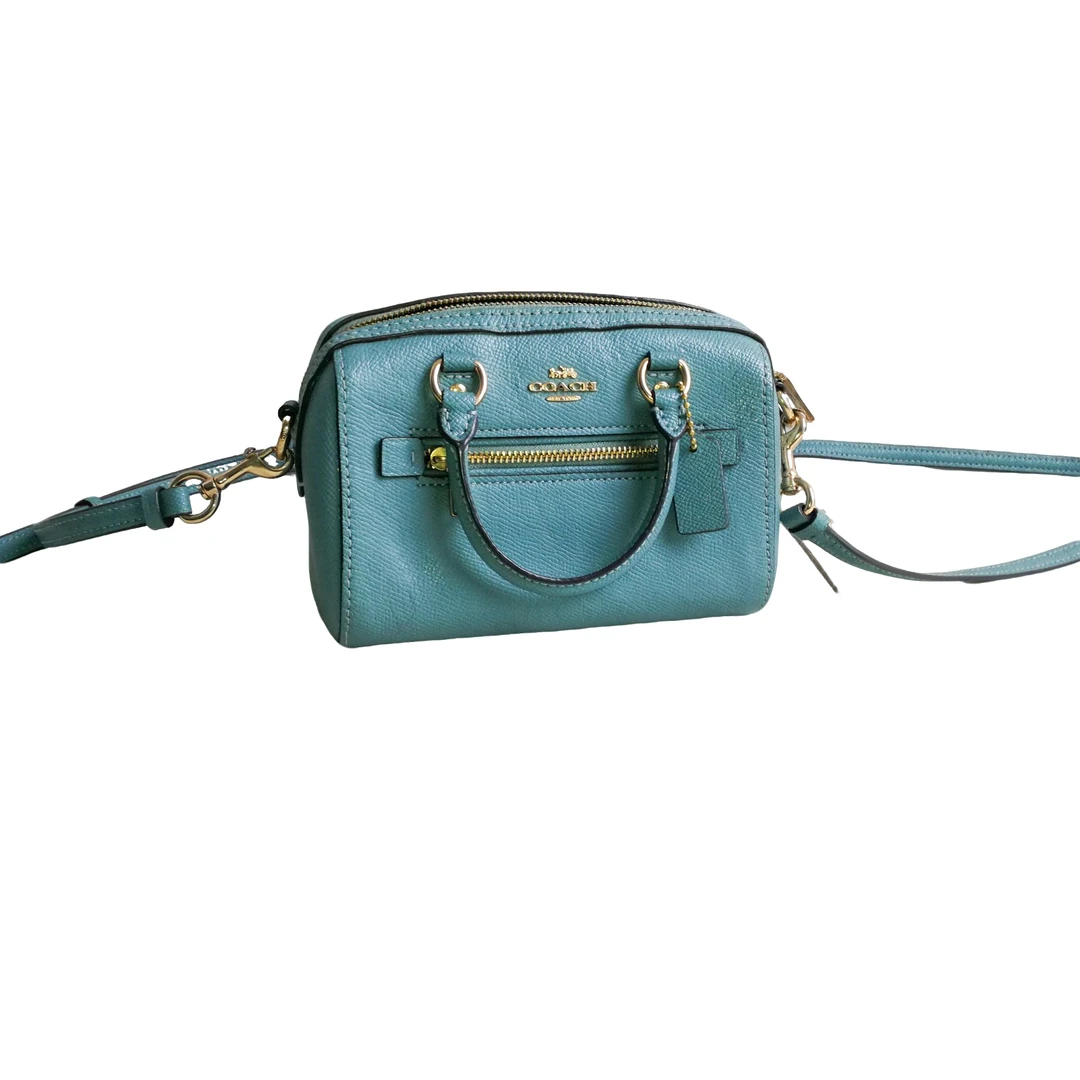 95新 COACH/蔻驰 coach 青色迷你波士顿包 121905