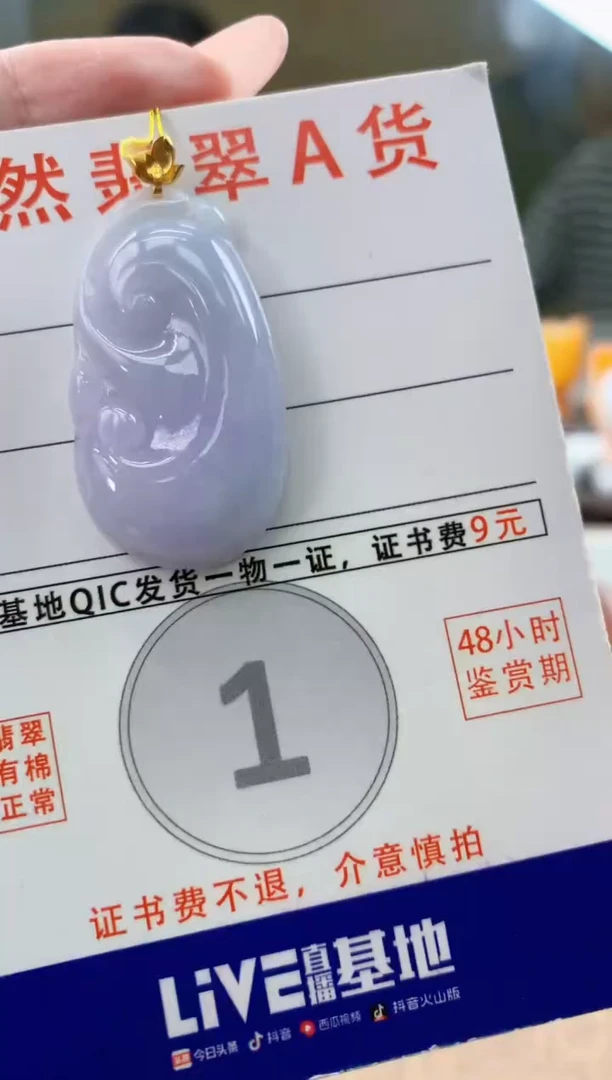 颈饰18K金镶嵌翡翠天然A货翡翠挂件