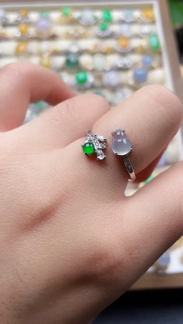 银S925镶嵌戒指翡翠33