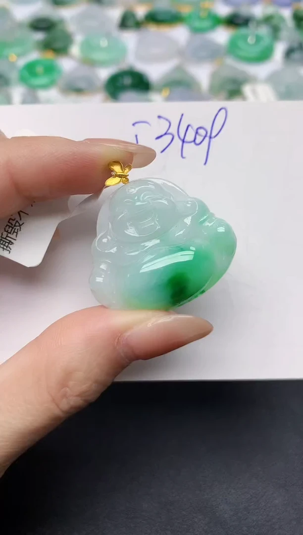 颈饰18K金镶嵌翡翠 天然缅甸A货翡翠百元以上9元证书费自理