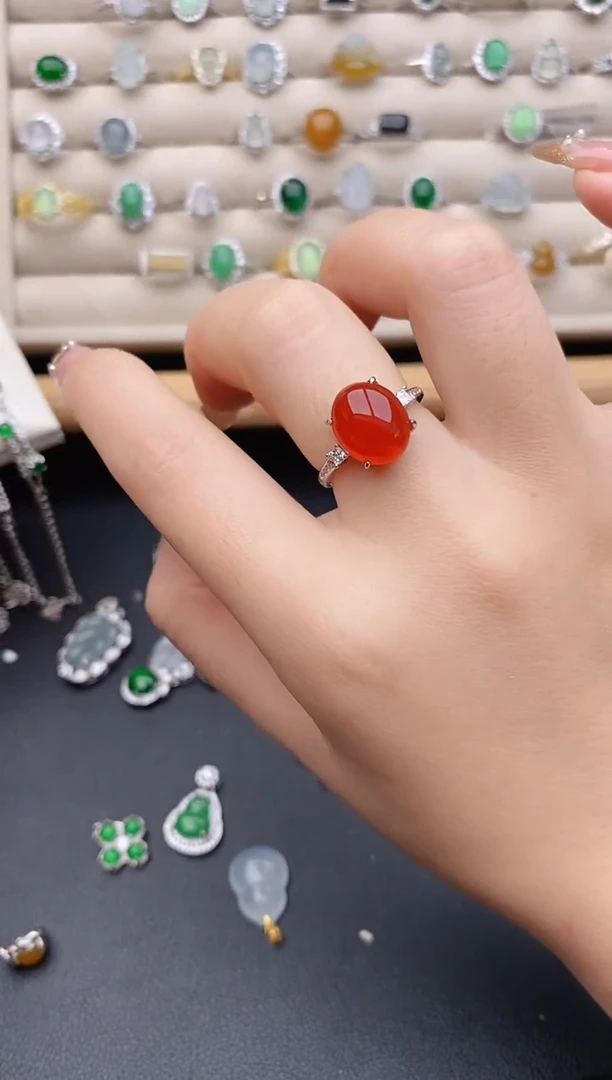 银S925镶嵌戒指玛瑙/玉髓0