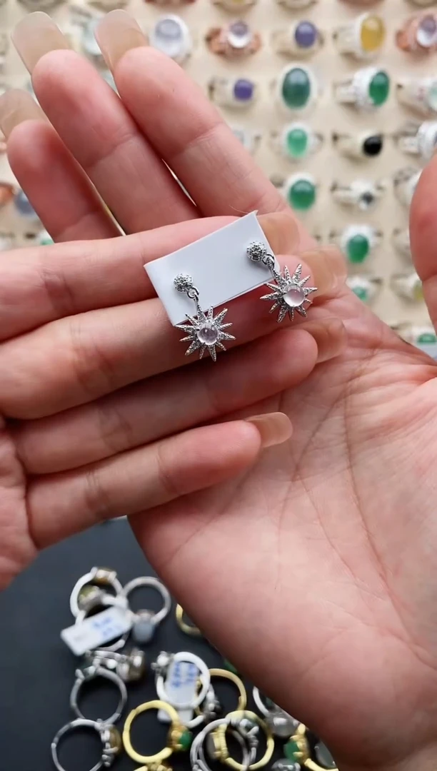 银S925镶嵌戒指翡翠天然缅甸翡翠A货111-1