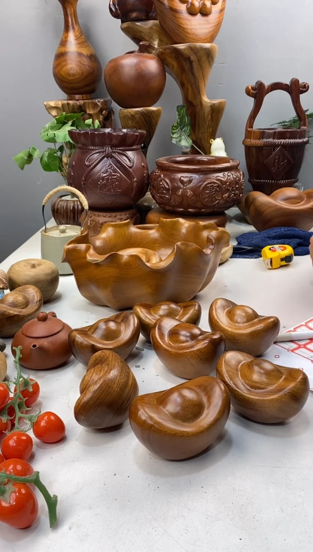 香樟木A8小元宝摆件*2/尺寸