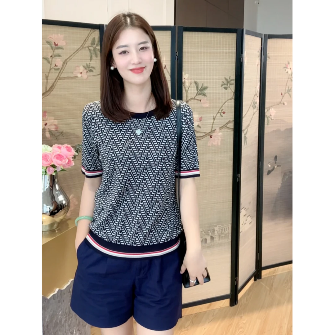 【高级学院风】减龄显瘦时髦透气时尚桑蚕丝T恤ZSS3076