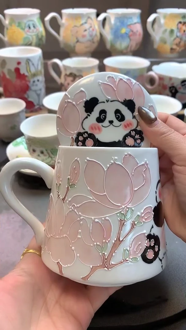 一味*手绘*春日戏粉杯