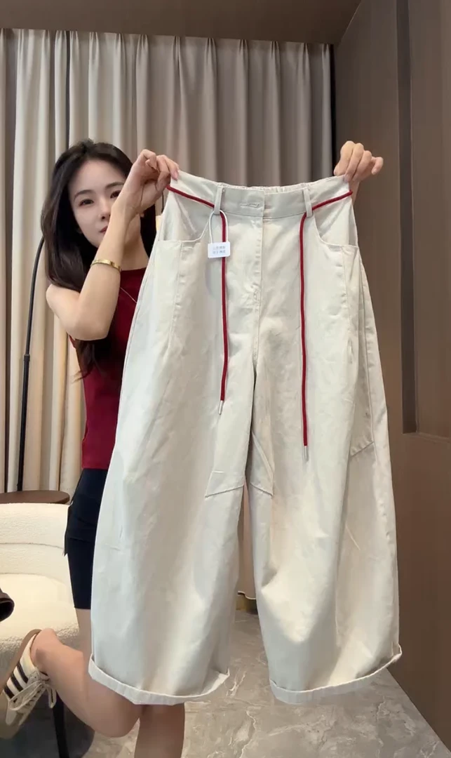 欧货2025早秋新款洋气减龄休闲百搭宽松舒适显瘦弯刀直筒休闲裤女