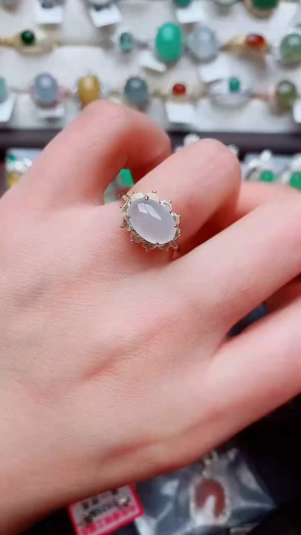 银S925镶嵌戒指翡翠...