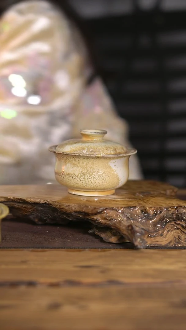 景德镇柴烧中白泥 盖碗 55