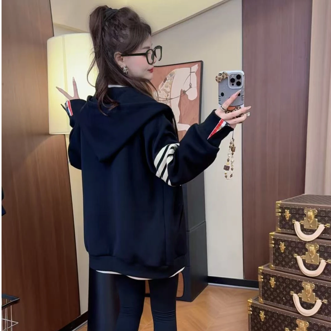 男女休闲运动卫衣外套春秋潮牌新款开衫拉链宽松连帽插肩
