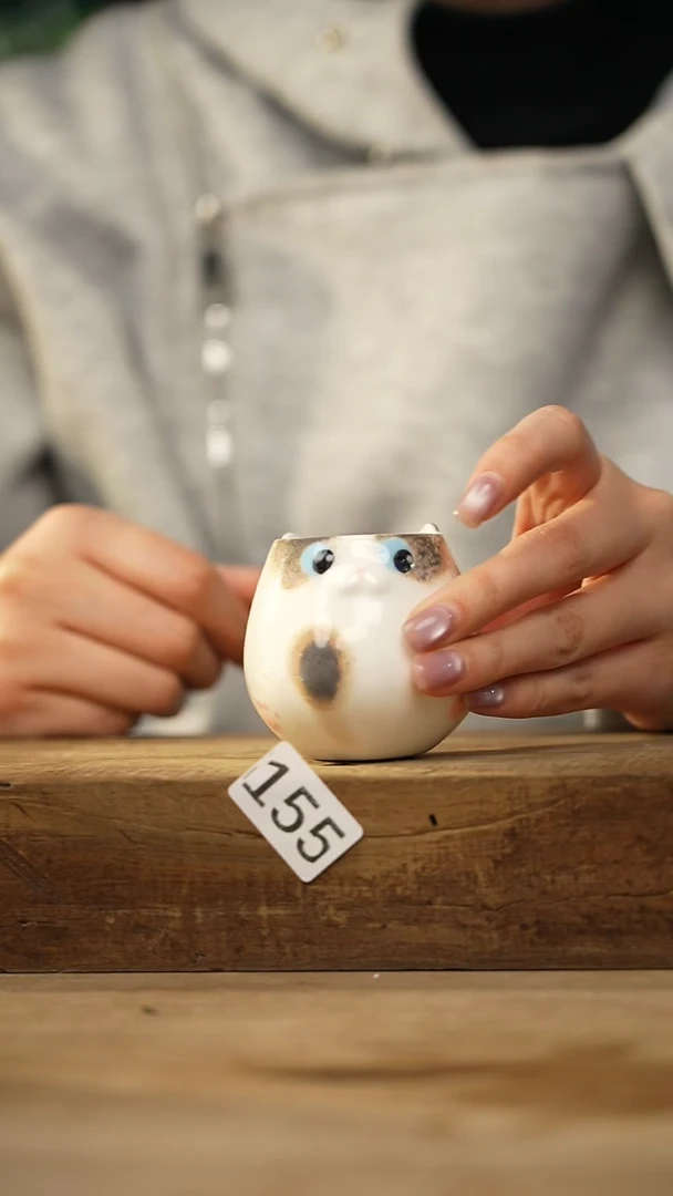 【闪购商品】瓷片新品！设计师手作款小猫蛋杯 野喵