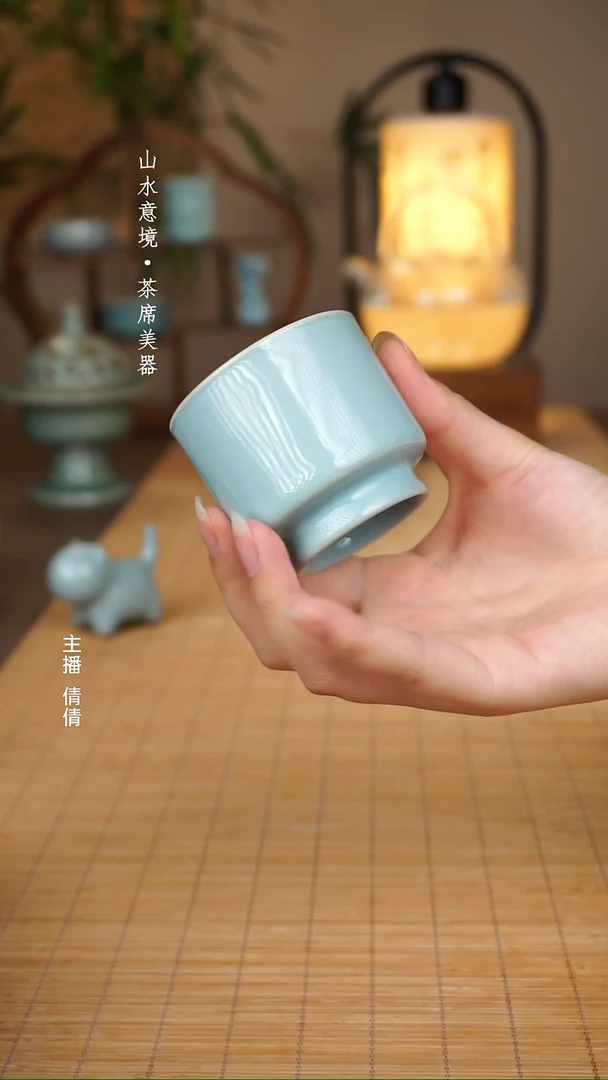 临风全手工支钉烧大师合作汝瓷主人杯原矿