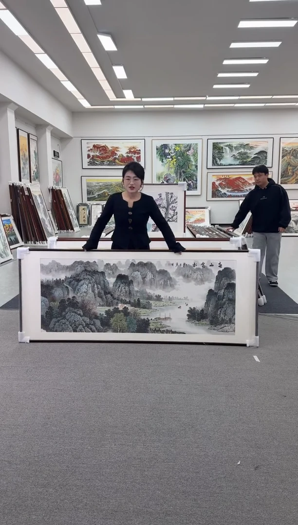 国画手绘219*88春山富水