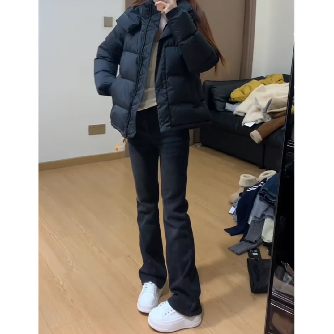 2025秋冬厚款慵懒风休闲显瘦直筒小微喇牛仔裤