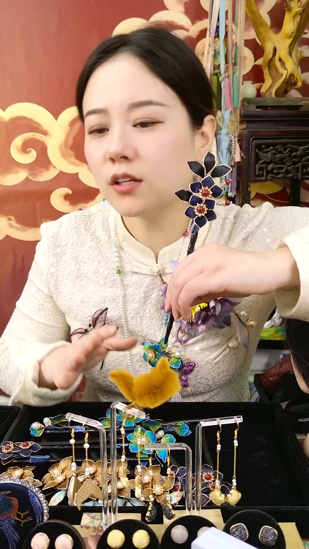 纯铜合金琉璃非遗绒花好看