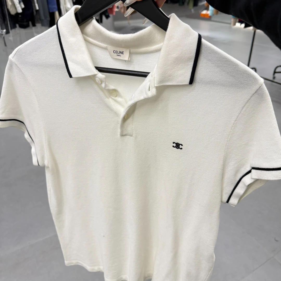 99新 Celine/思琳 白色POLO衫/尺码M