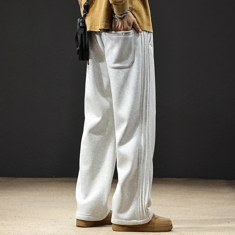 ZGX-9860春秋季条纹休闲裤男士美式潮流宽松直筒运动裤子