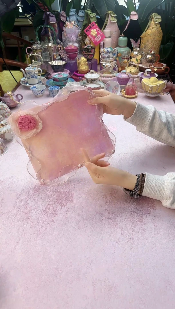 67 粉色扎染玫瑰茶席