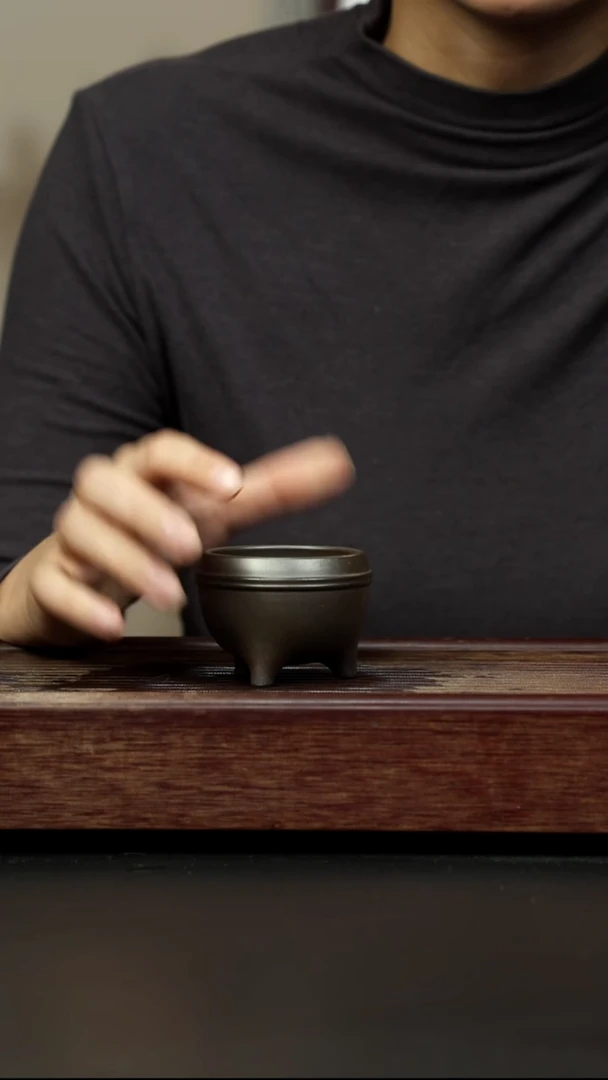 紫砂茶壶百年岩中泥 三足杯