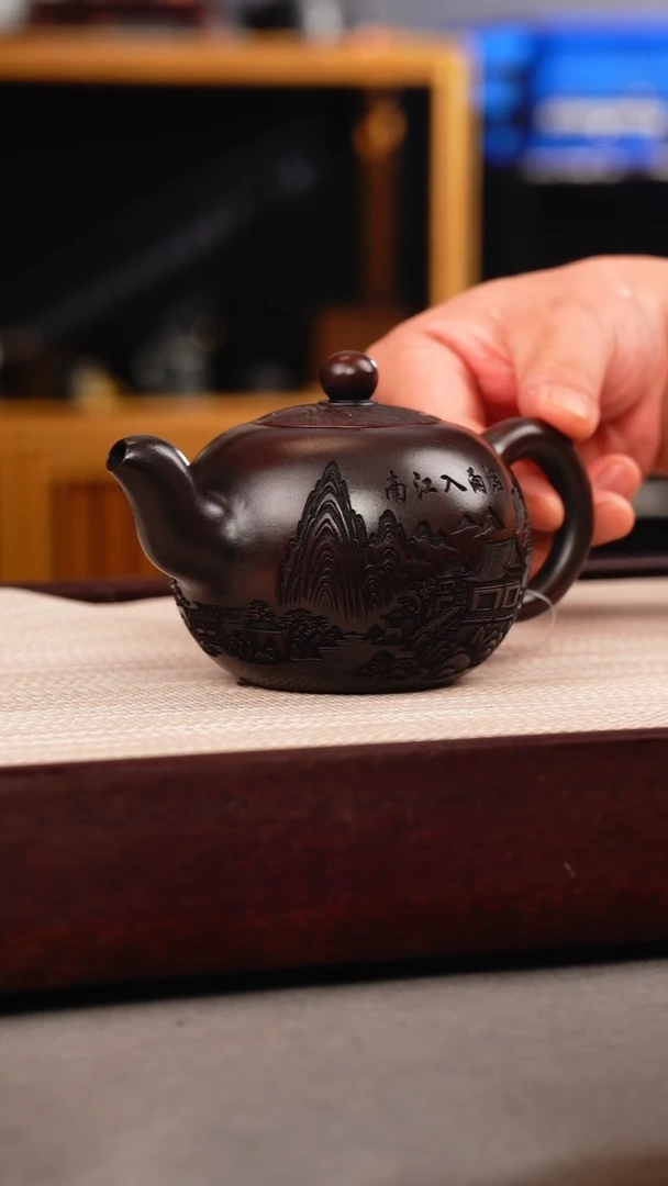 茶壶紫砂古乌泥 一粒珠 烟雨入江南
