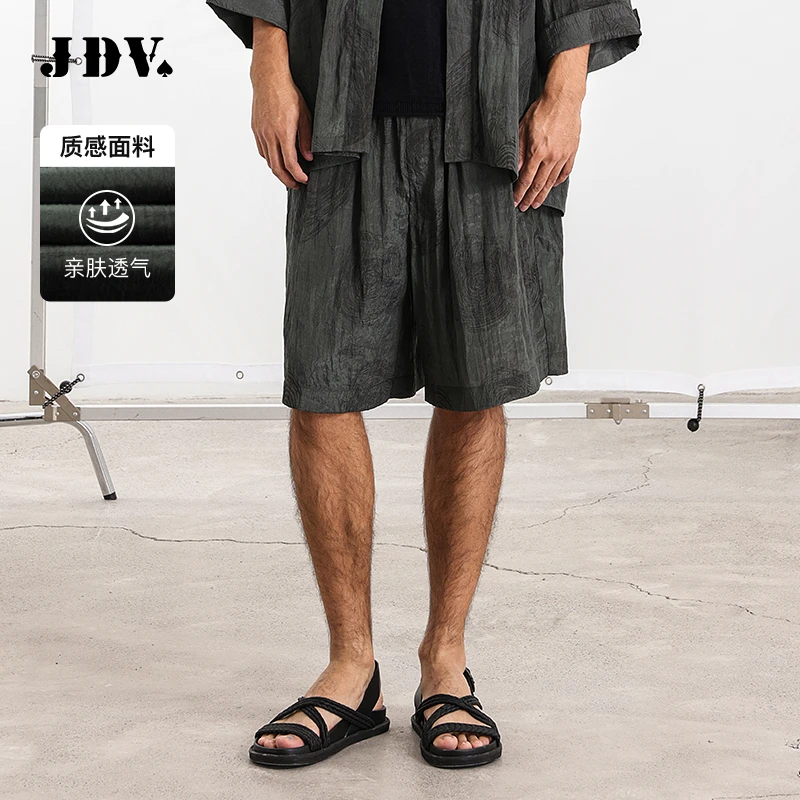 男装2025夏季商场同款灰绿色男士休闲五分裤阔腿短裤SPP5037