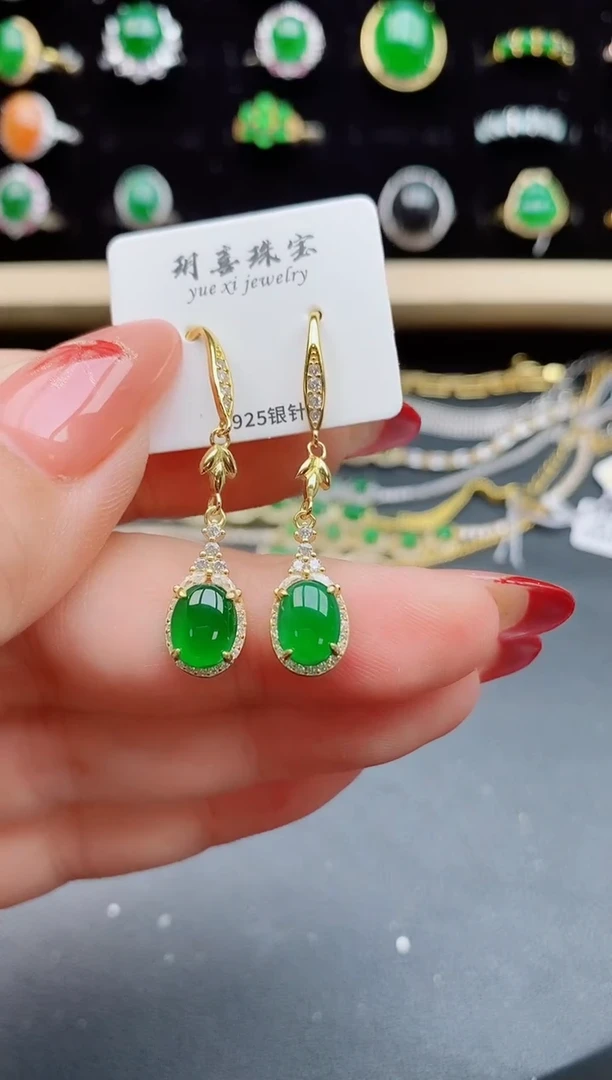 【闪购商品】翡翠耳饰银S925镶嵌05058058