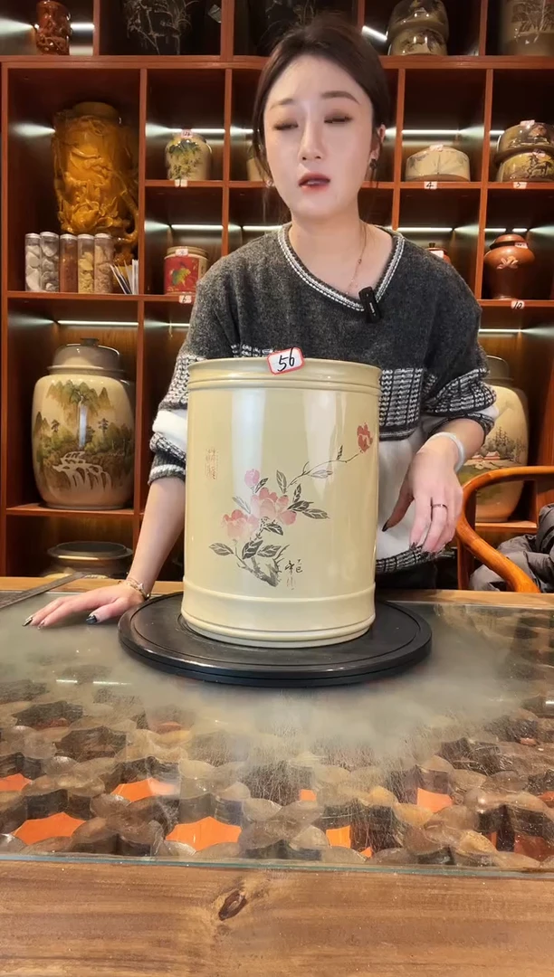 罐云南建水紫陶11饼白泥缸@56