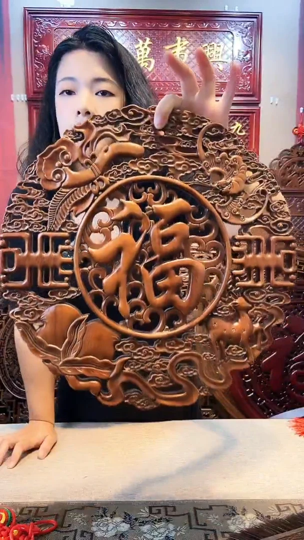 香樟木38cm福禄寿喜财