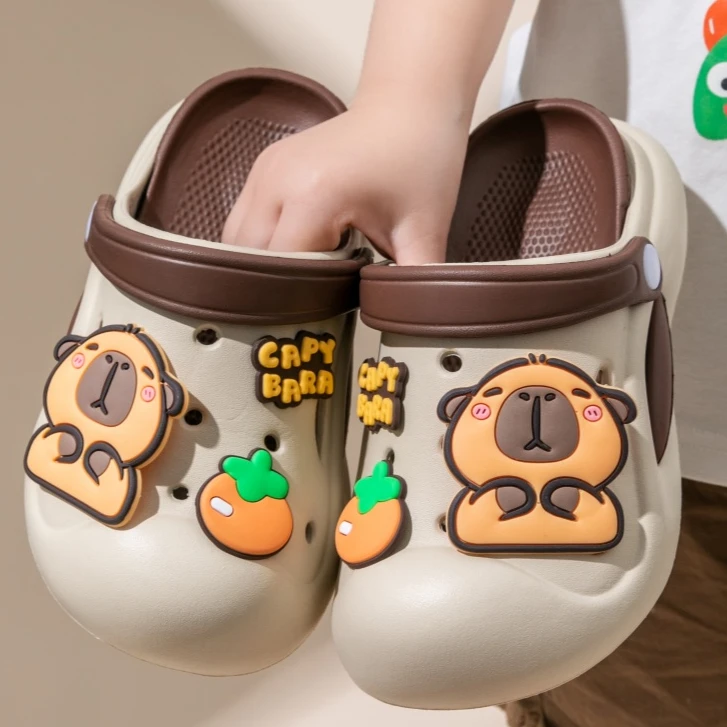 EVA水豚洞洞鞋男童女童夏季卡通防滑凉拖室内外穿沙滩凉鞋洞洞鞋