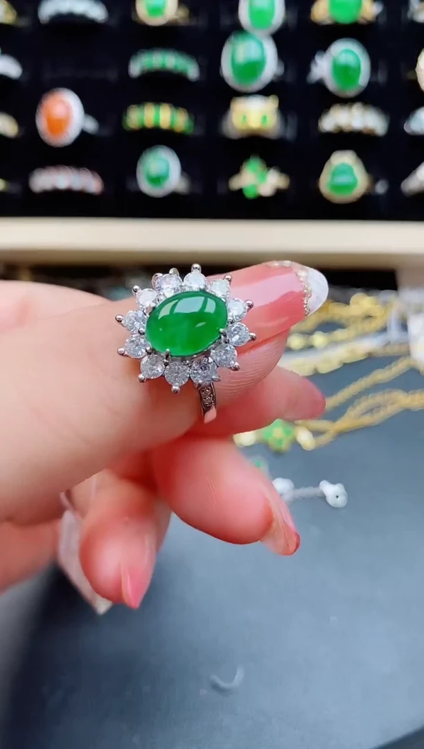 【闪购商品】翡翠戒指银S925镶嵌12121