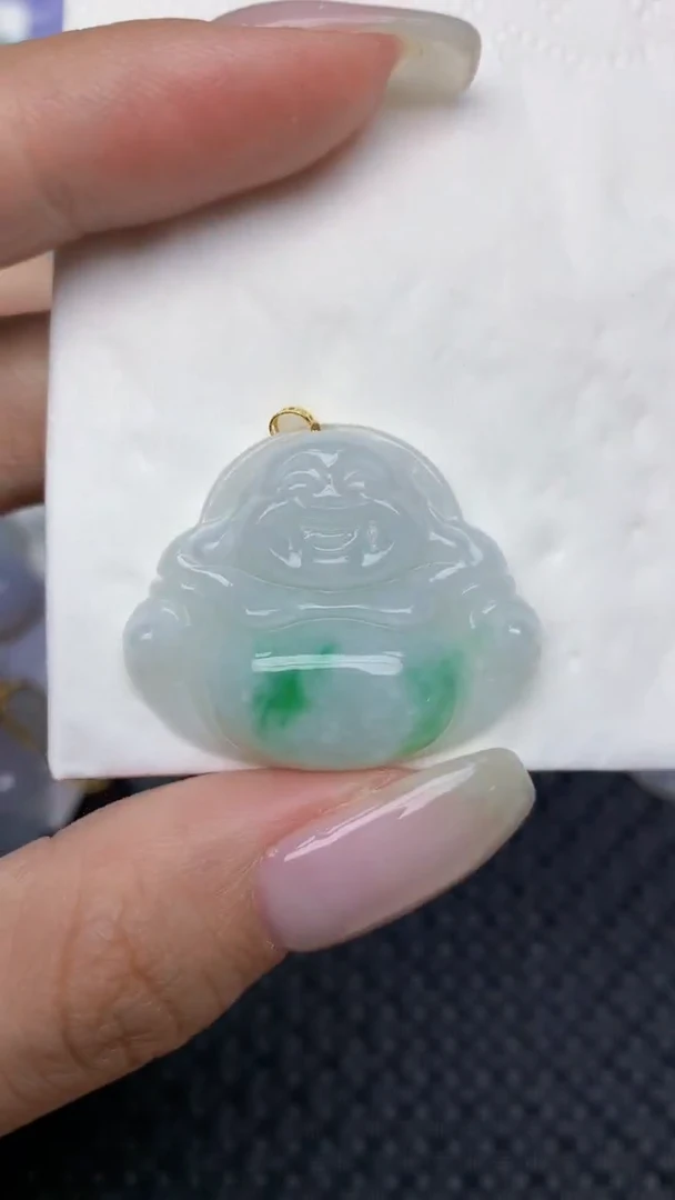 翡翠18K金镶嵌颈饰天然缅甸翡翠a货百元以上9元证书费自理
