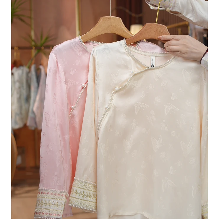 《 泽兰-衬衫》新中式春季提花国风休闲百搭高定透气衬衫