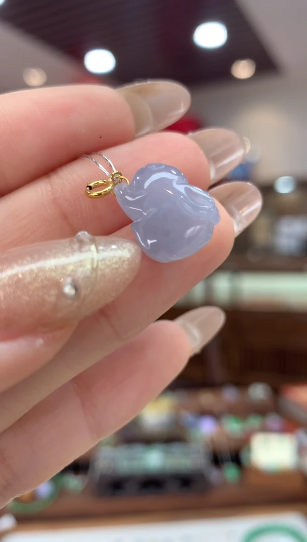 【闪购商品】翡翠吊坠(不含链)18K金镶嵌兔子