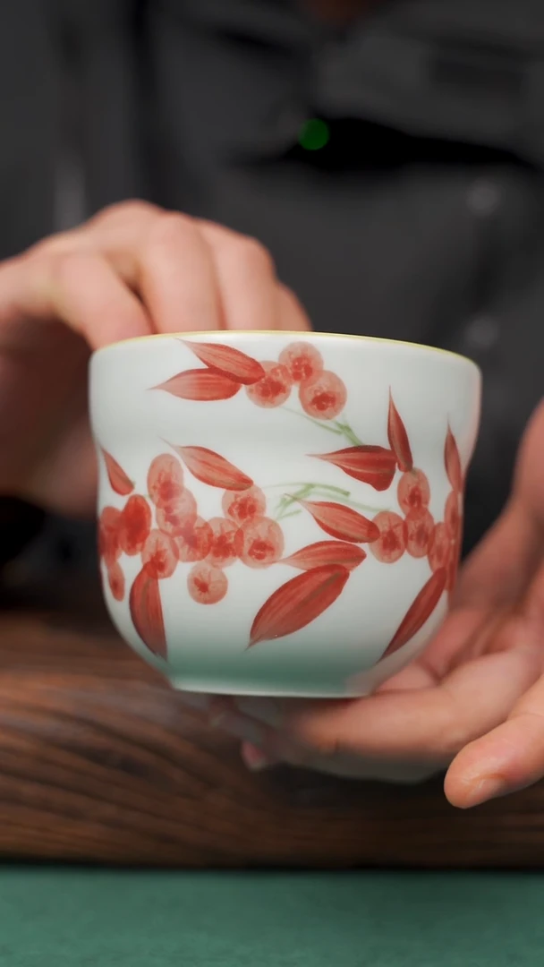 【闪购商品】瓷片84寻一缕瓷香杯釉下手工手绘瓷器