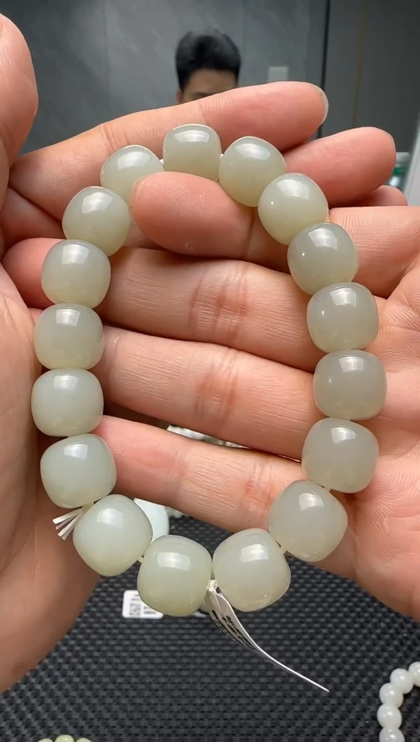 未镶嵌手串和田玉青白玉手串卡12x13