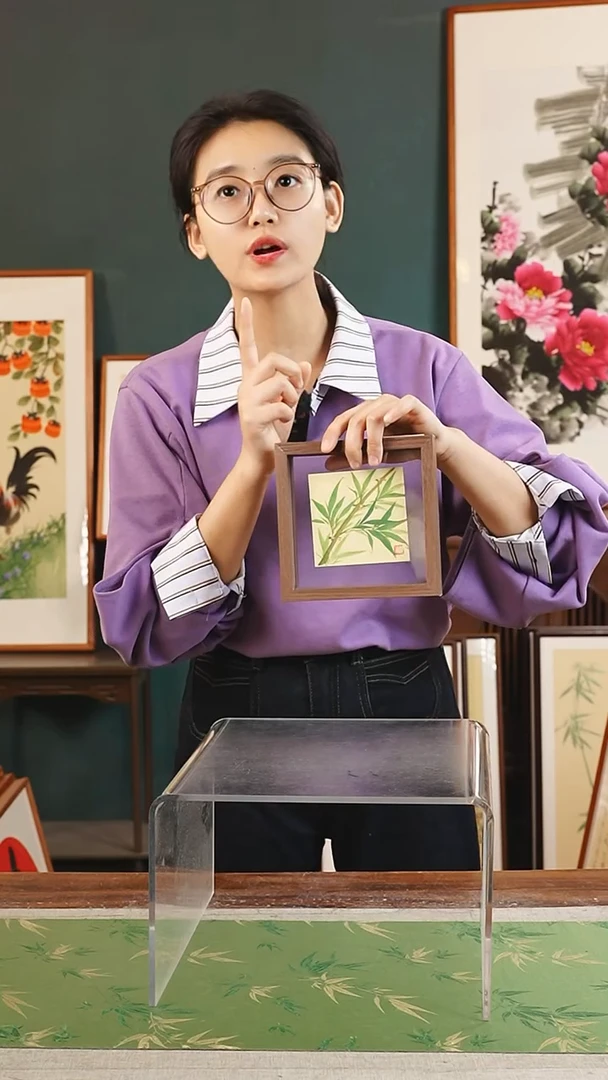 【闪购商品】书法孙颖7寸16*16玻璃双面框 绿竹