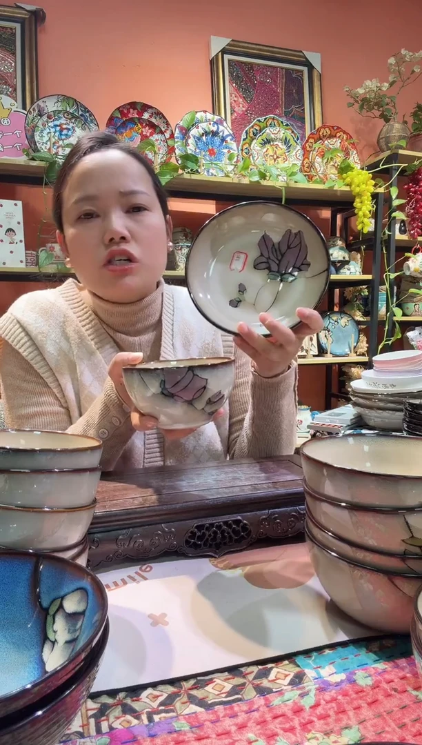 瓷片6个米饭碗6个小深盘