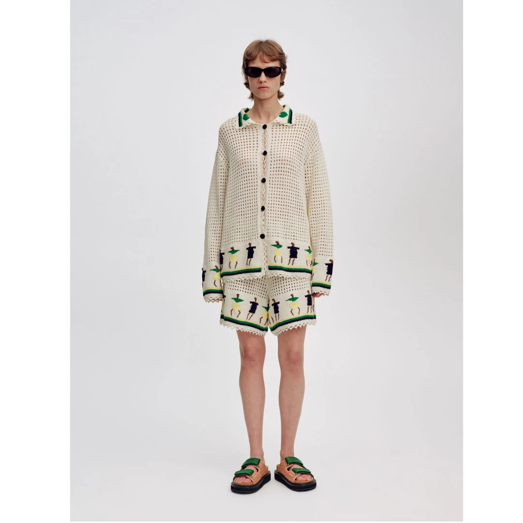 Short Sentence设计师品牌装饰小人针织短裤DSC买手店BY5S03030