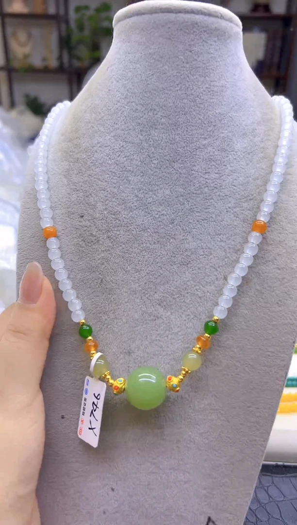 毛衣链未镶嵌和田玉（白玉）DIY款X746