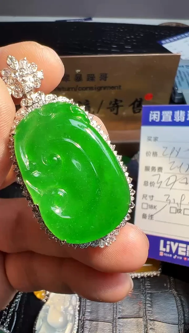【闪购商品】翡翠颈饰18K金镶嵌翡翠回流