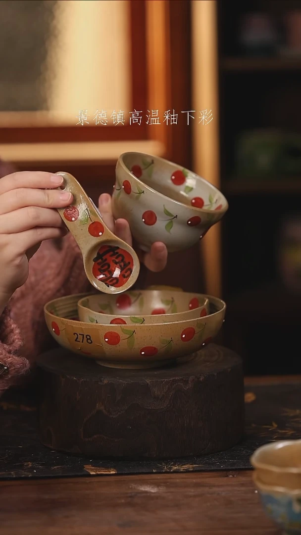 陶瓷景德镇高温釉下手绘陶瓷