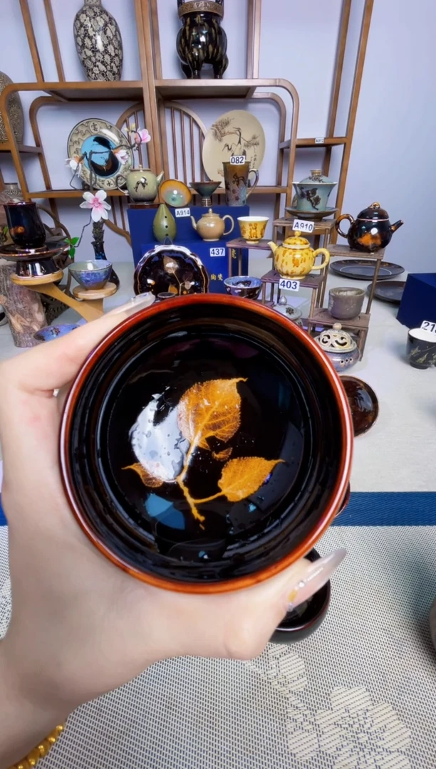 千**客【特价真叶入盏1300度】非遗大师手工高温瓷特价款