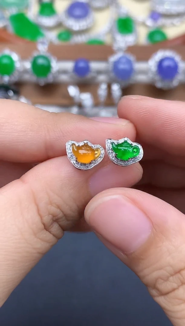 18K金镶嵌翡翠耳饰398-中国好珍宝