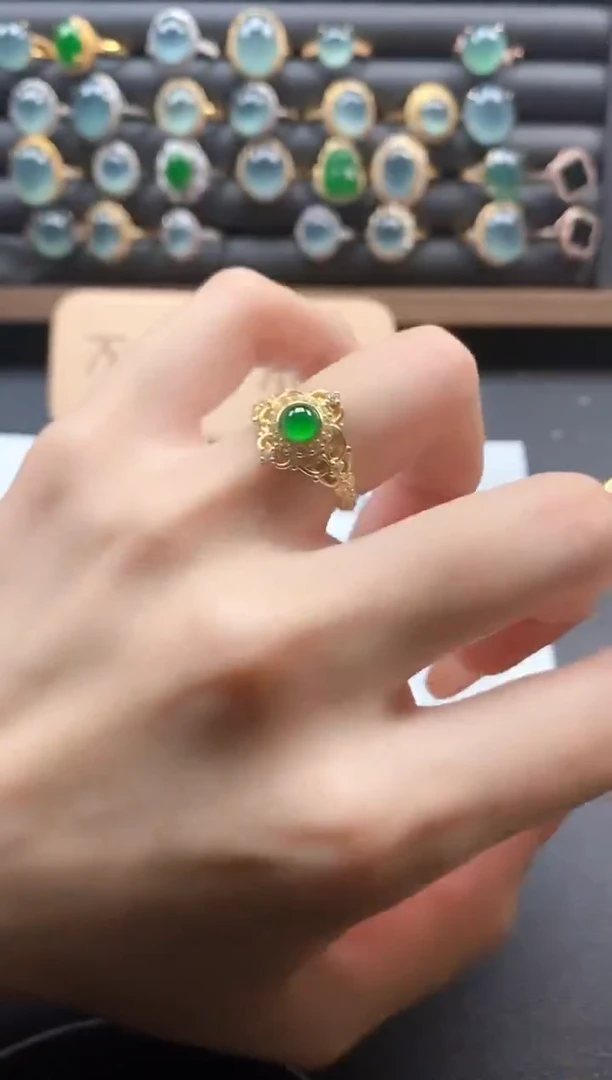 银S925镶嵌戒指翡翠51511