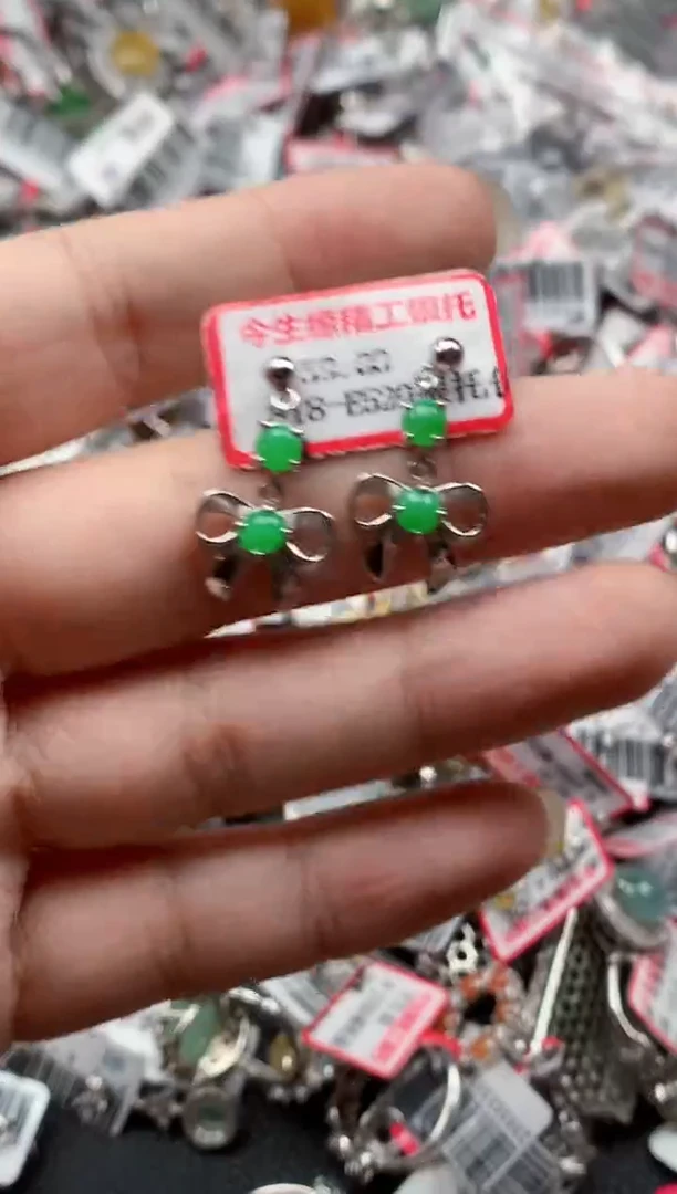 银S925镶嵌戒指翡翠天然A货缅甸翡翠