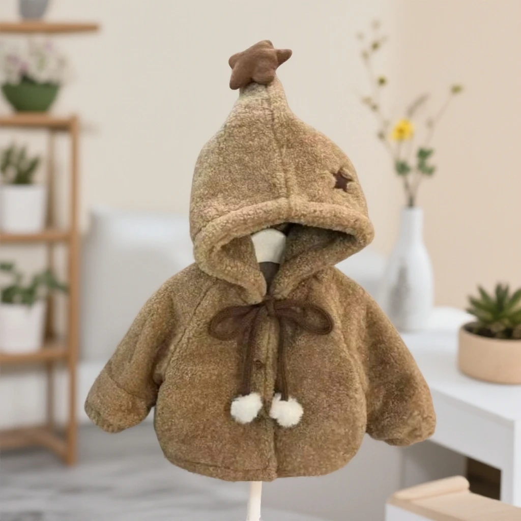 韩系女宝宝毛毛衣冬款2025女童外套加绒保暖过年战袍中小童外穿