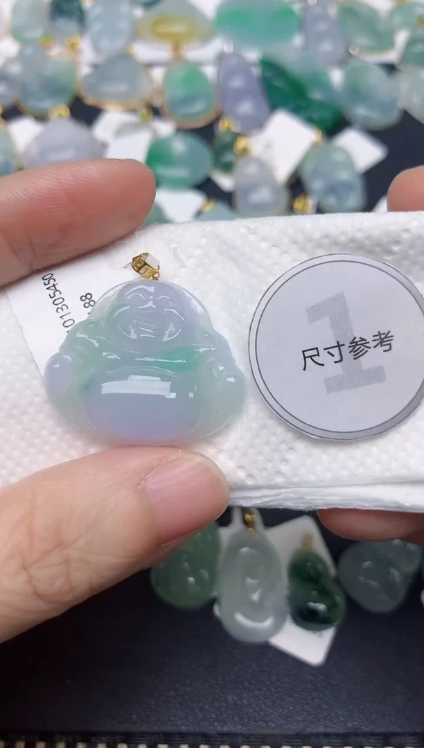 颈饰18K金镶嵌翡翠天然缅甸A货翡翠