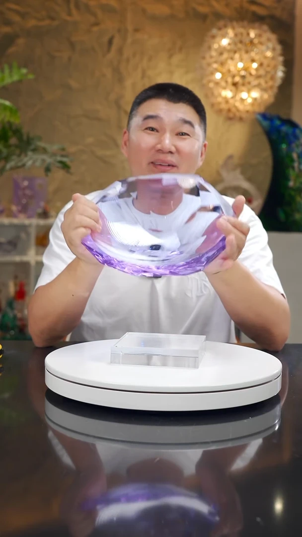手工艺品琉璃不规则金紫色切面果盘