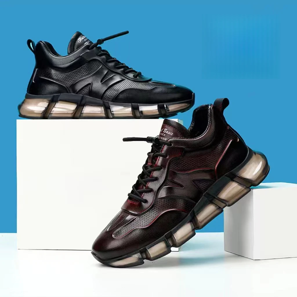 男鞋2025新款真皮透气男鞋潮流软底男士百搭厚底运动休闲皮鞋