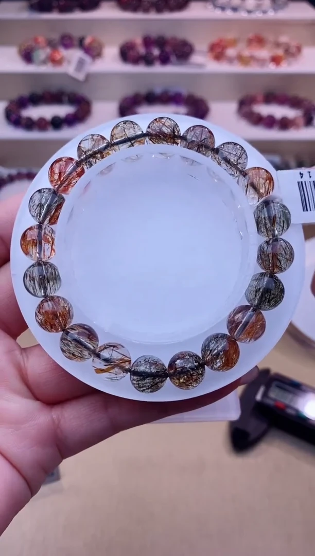 未镶嵌手链发晶黑金超七单圈9m+